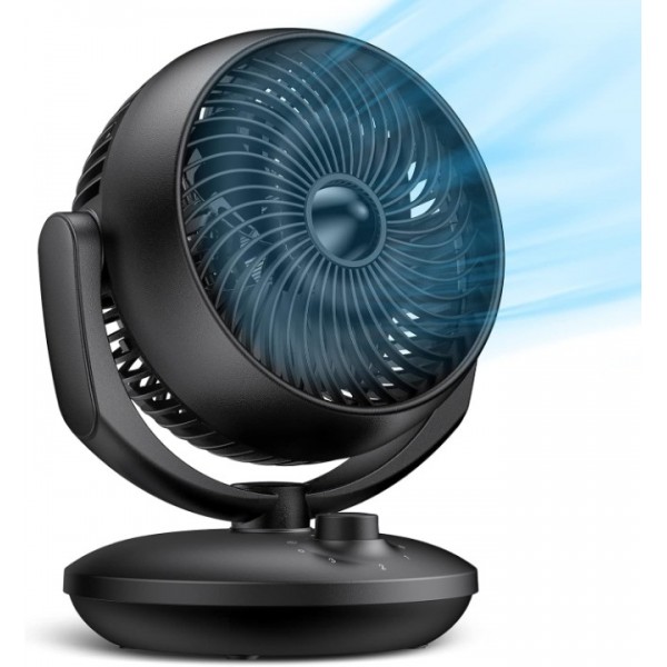 Air Circulator Desk Fan, Silent Cooling Fan, Portable Quiet Table Oscillating Fan with 3 Speed Settings, 90° Adjustable Tilt for Rooms, Wide-Angle Oscillating Fan for Home, Office and Bedroom, UK Plug