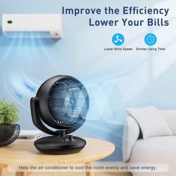 Air Circulator Desk Fan, Silent Cooling Fan, Portable Quiet Table Oscillating Fan with 3 Speed Settings, 90° Adjustable Tilt for Rooms, Wide-Angle Oscillating Fan for Home, Office and Bedroom, UK Plug